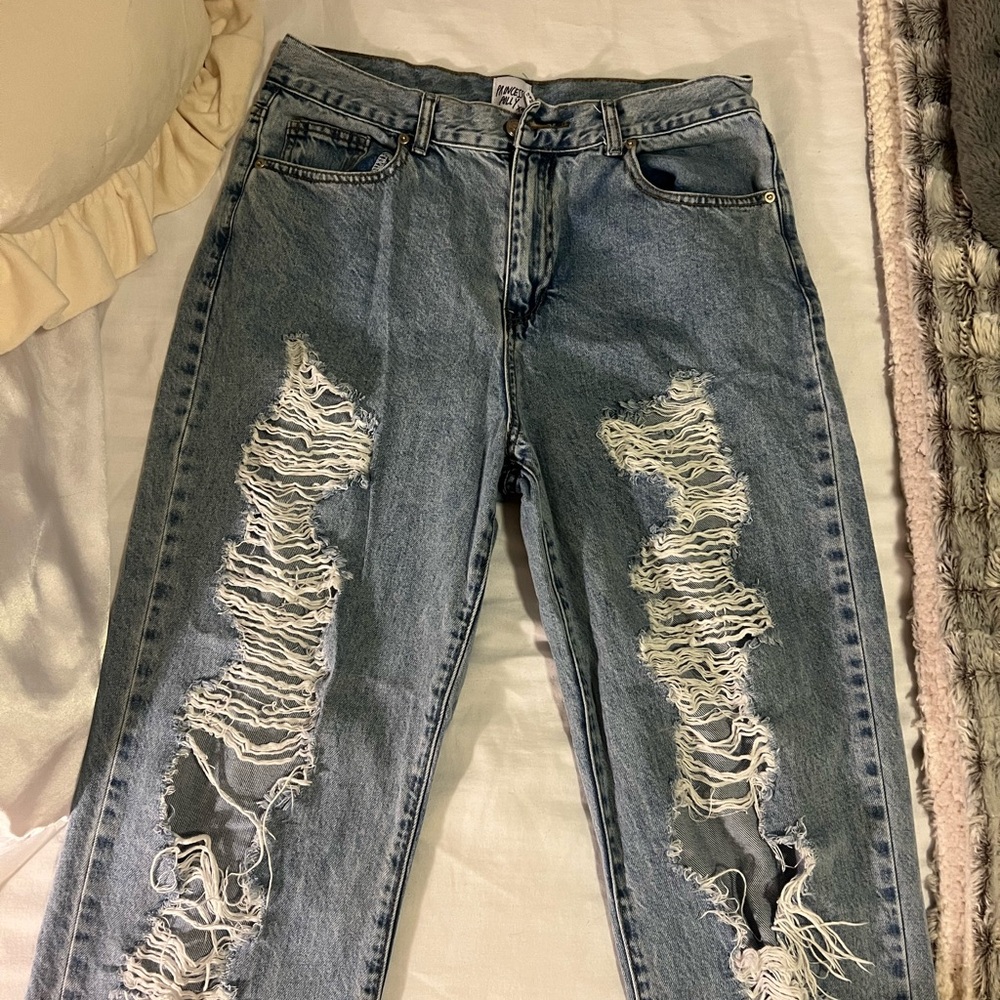Distressed Blue Jeans